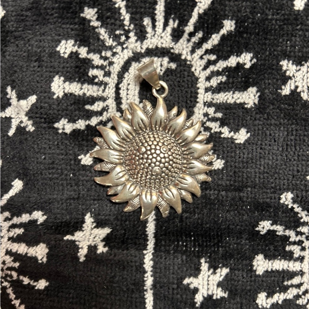 Sterling silver sunflower pendant